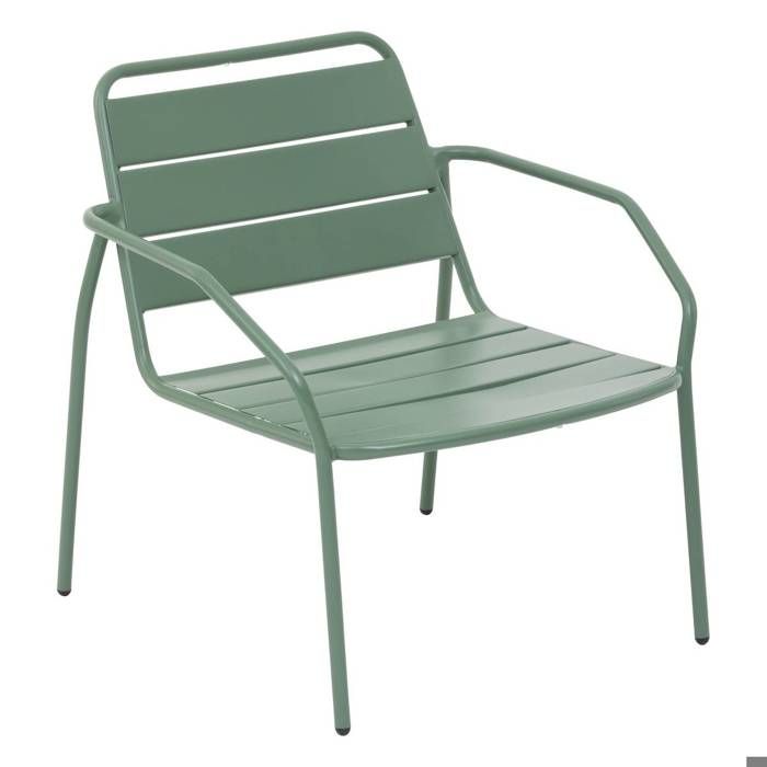Fauteuil de salon de jardin Phuket vert olive traité en acier traité en epoxy - Hespéride(Vert)
