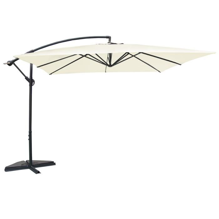 SOLENZARA - Parasol déporté carré 3x3m écru en aluminium(Chocolat)