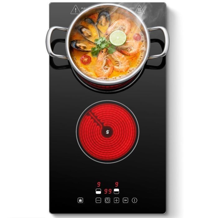 Plaque Vitrocéramique 2 Feux, Plaque de Cuisson, 3000 W,9 Niveaux,Minuterie 1-99 min, Pour toutes les casseroles(2 feux/3000 W/29 x 4)