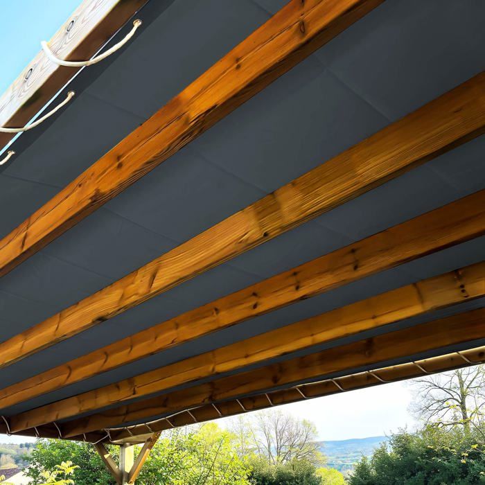 TECPLAST Toile Pergola Gris anthracite 4x6 m LP506PR - Garantie 5 ans - Bâche Pergola ou Tonnelle étanche en PVC pour terrasse(Beige foncé/2 x 3 m)