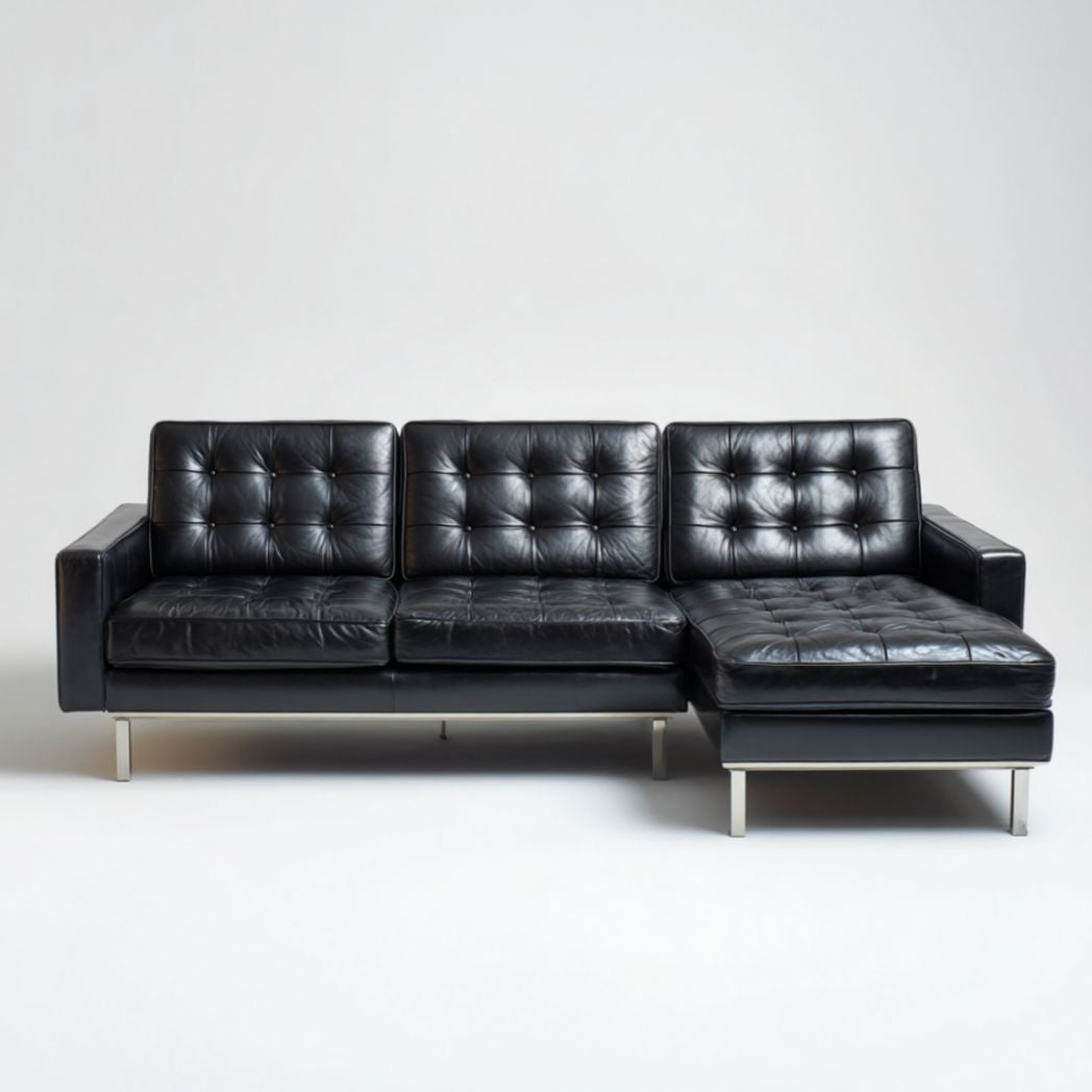 Canapé d'angle en simili cuir marron 235 x 95 x 85cm pour salon moderne