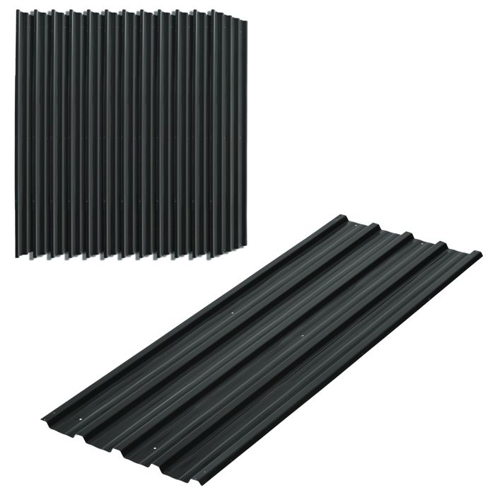 Panneaux en acier galvanisé - Outsunny - lot de 12 résistant aux intempéries toiture abri jardin - acier - gris anthracite(Gris anthracite)