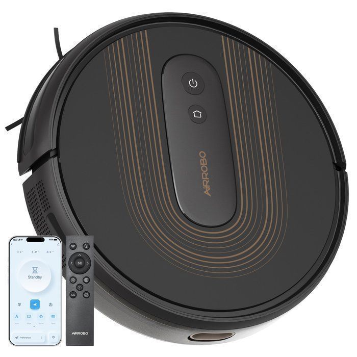 AIRROBO G50 Aspirateur Robot sans Fil 4 000 Pa, Auto-rechargeables, Idéal pour Poils d'Animaux, Sols Durs, Tapis Poils Ras(G)