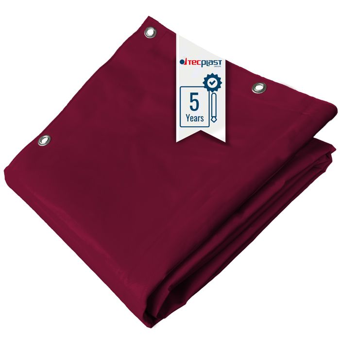 TECPLAST Bâche pour Carport 3x5 m LP506CP Rouge Bordeaux - Garantie 5 ans - Toile PVC étanche pour abri de voiture(Rouge bordeaux/2 x 3 m)