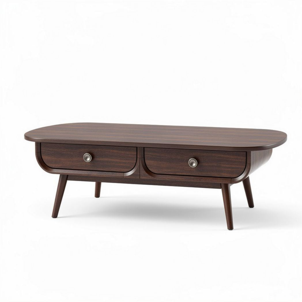 Table basse en bois foncé avec deux tiroirs dimensions 120 x 60 x 40cm