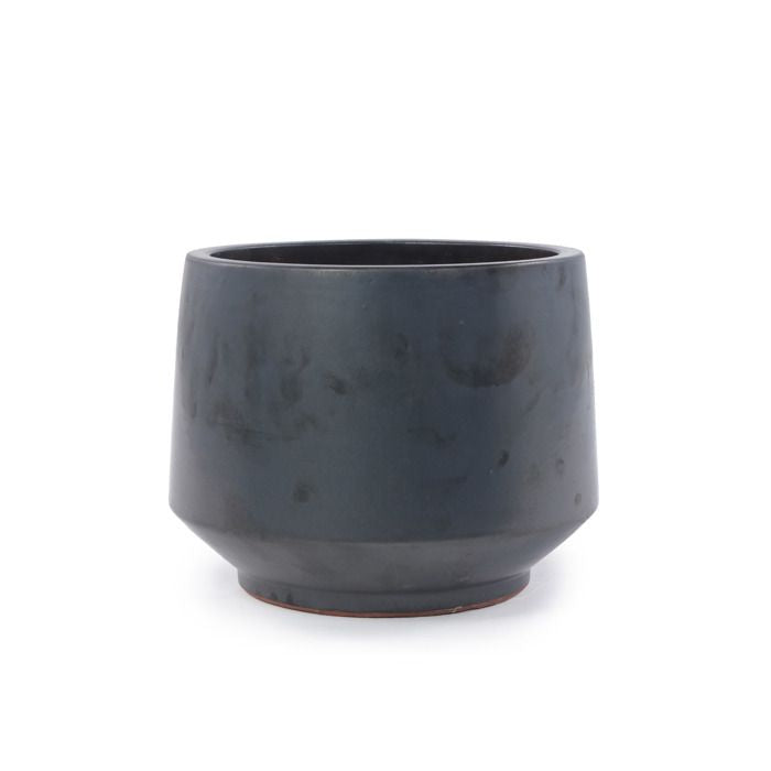 Pots de Fleur en Céramique - 26,2x22,5 cm - Bac à Fleurs avec Trou de Drainage - Vase Design - Noir Antique(18)