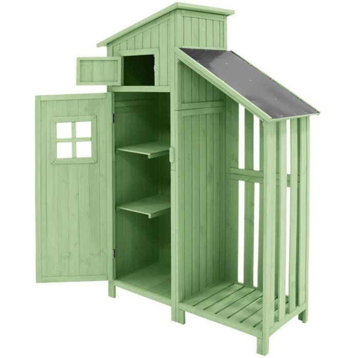 Abri de jardin - remise pour outils -124x46x174cm - Toit Imperméable et durable - Bois de qualité - vert(Bleu)