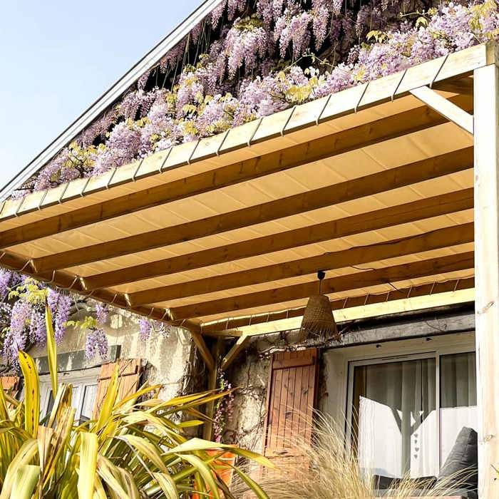 TECPLAST Toile Pergola Blanc Crème 2,5x3 m LP640PR - Garantie 8 ans - Bâche Pergola ou Tonnelle étanche en PVC pour terrasse(Blanc crème/2 x 3 m)