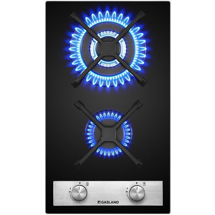 GASLAND GH30BF Plaque de Cuisson Gaz 2 Feux, Plaque gaz Verre trempé, GPL/gaz naturel Noir 30 cm(GH30BF/1 foyer)