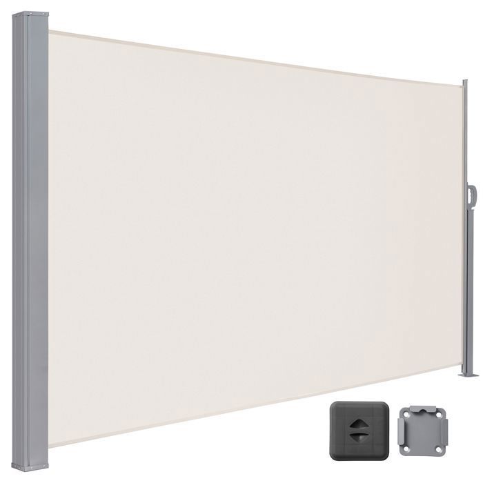 Store Latéral 180 x 450 cm, Brise-Vue Rétractable, Auvent extérieur, Résistant aux Intempéries, pour Jardin, Terrasse, Beige(Beige/160 x 400 cm)