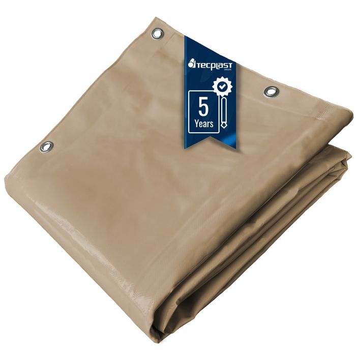 TECPLAST Bâche pour Carport 3x6 m LP506CP Beige foncé - Garantie 5 ans - Toile PVC étanche pour abri de voiture(Beige foncé/2 x 3 m)