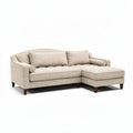 Canapé d'angle en tissu beige avec repose-pieds dimensions 200 x 90 x 85cm