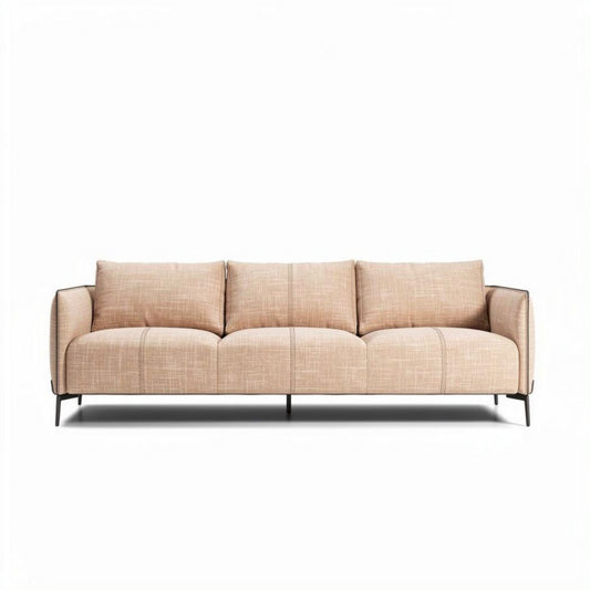 Canapé moderne en tissu beige 220 x 90 x 85cm avec pieds en métal