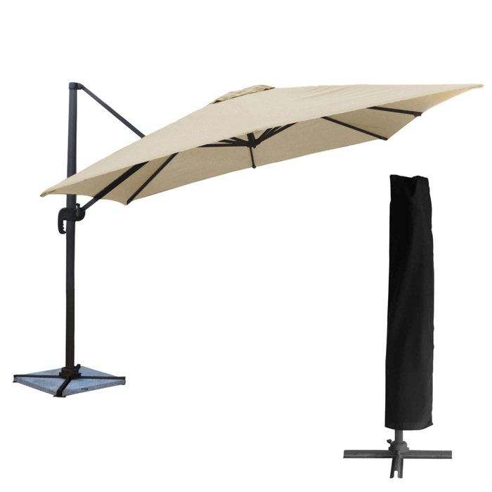 Parasol déporté MOLOKAI carré 3x3m beige + housse(Beige)