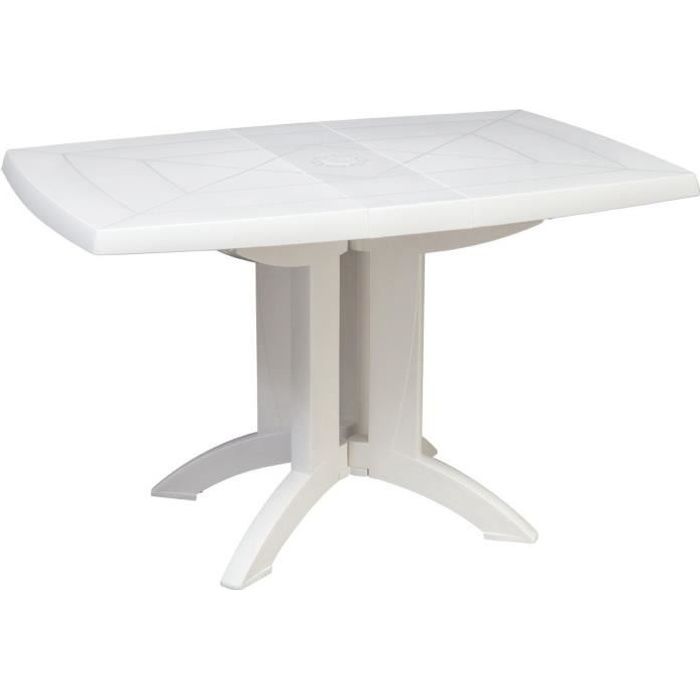 Table de Jardin pliante en résine VEGA - GROSFILLEX - 118 x 77 cm Blanc(Blanc)