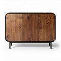 Buffet en bois avec finitions noires 80 x 40 x 75cm pour rangement