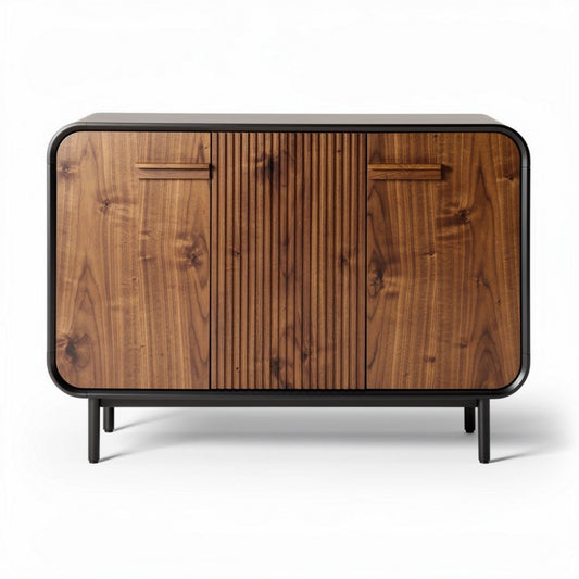 Buffet en bois avec finitions noires 80 x 40 x 75cm pour rangement