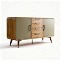 Buffet en bois avec portes vertes et quatre tiroirs 150 x 40 x 70cm