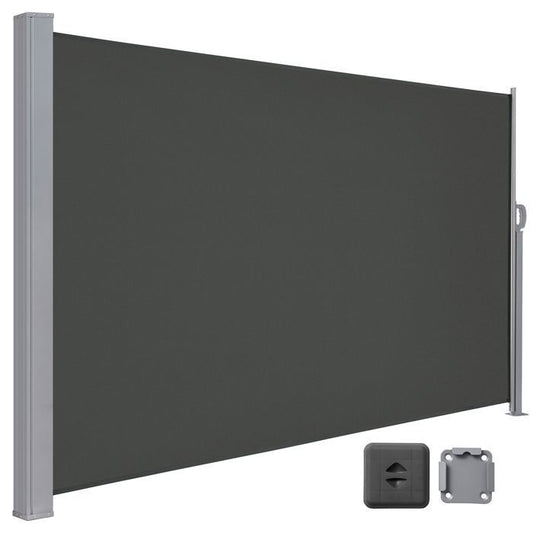 Store Latéral 180 x 450 cm, Brise-Vue Rétractable, Auvent extérieur, Résistant aux Intempéries, pour Jardin, Terrasse,Gris foncé(Gris foncé/160 x 400 cm)