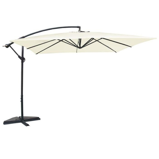 SOLENZARA - Parasol déporté carré 3x3m écru en aluminium(Chocolat)