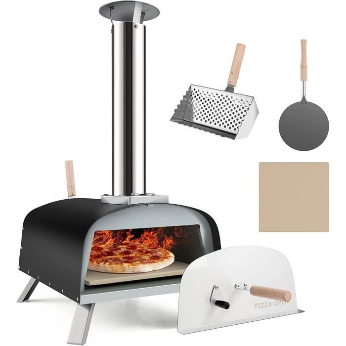 GIANTEX Four  Pizza en Fer Extrieur-Four  BoisGranulsCharbon-avec Pierre  Pizza 13''-ThermomtreChemine Amovible-  450C(Modèle 2)