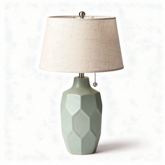 Lampe de table en céramique verte avec abat-jour en lin 30 x 30 x 50cm