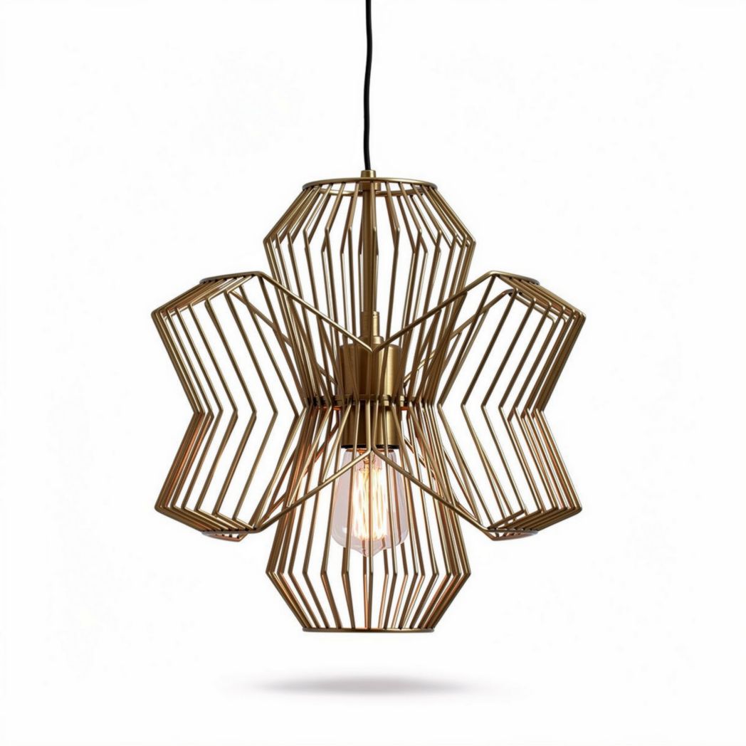 Suspension en métal doré en forme de fleur dimensions 25 x 25 x 40cm