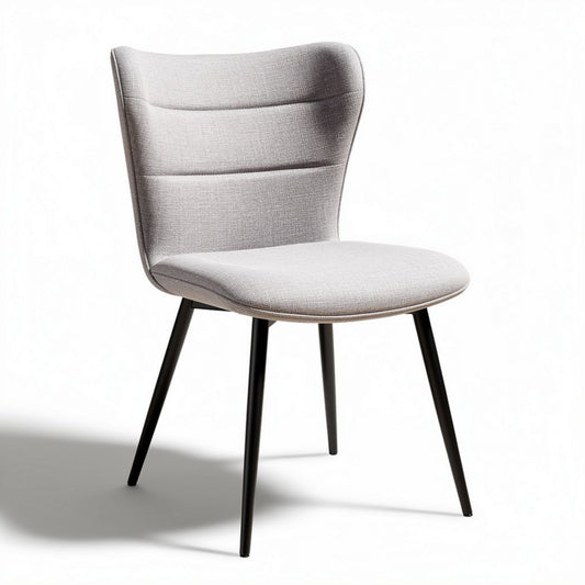 Chaise en tissu gris avec piètement en métal noir dimensions 45 x 55 x 85cm