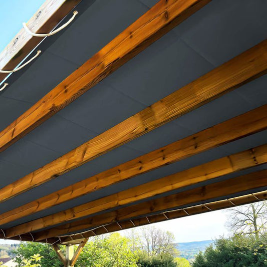 TECPLAST Toile Pergola Gris anthracite 4x6 m LP506PR - Garantie 5 ans - Bâche Pergola ou Tonnelle étanche en PVC pour terrasse(Beige foncé/2 x 3 m)