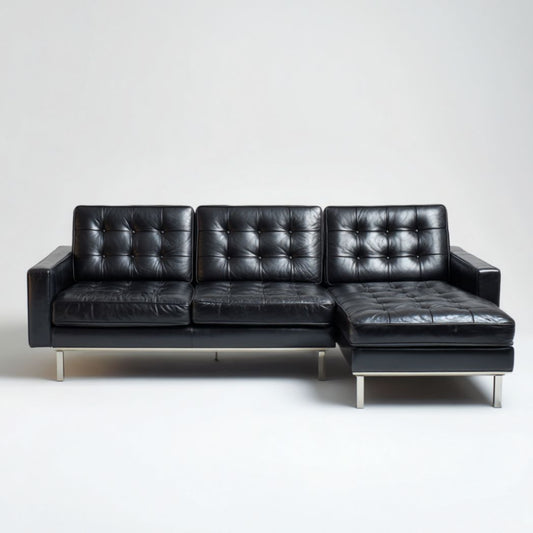Canapé d'angle en simili cuir marron 235 x 95 x 85cm pour salon moderne