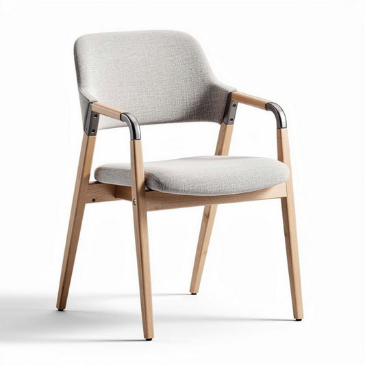 Fauteuil en tissu gris de dimensions 60 x 60 x 75cm avec structure en bois naturel