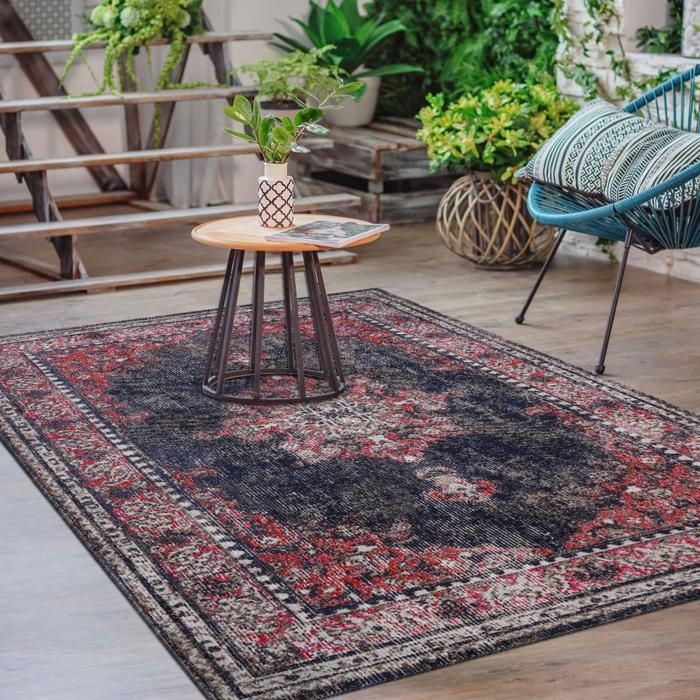 Tapis extérieur 200x280 tissé kilim rouge et brun OZLEM(Rouge/120 x 170 cm)