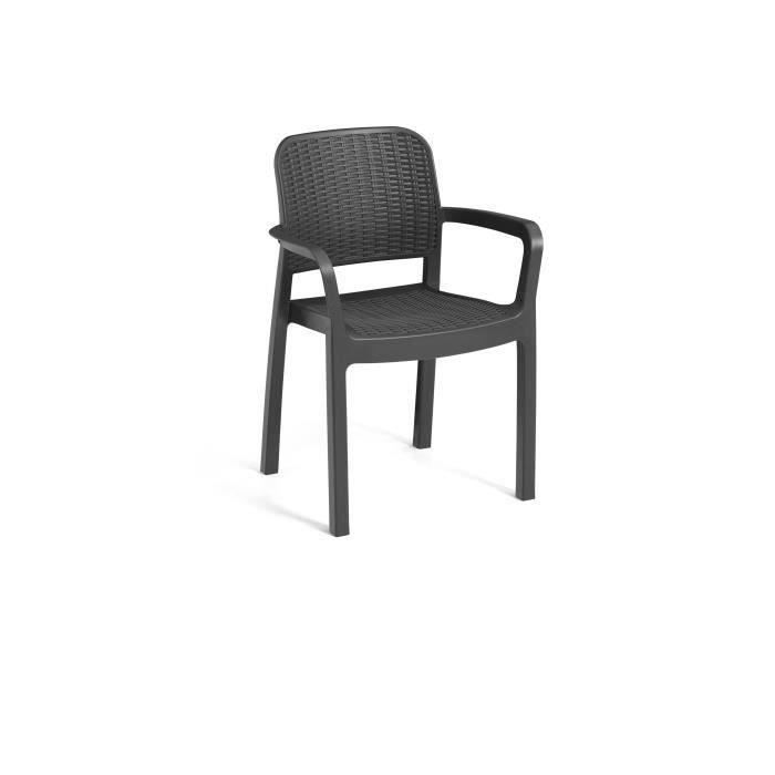 Lot de 6 fauteuils de jardin - Allibert by KETER - BELLA - En résine - Coloris : gris graphite - Empilable(Bella)