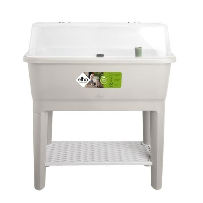 ELHO Noa Potager sur pied - L 79 x W 39 x H 94 cm - culture et récolte - 100% recyclé - Gris(Gris Chaud)