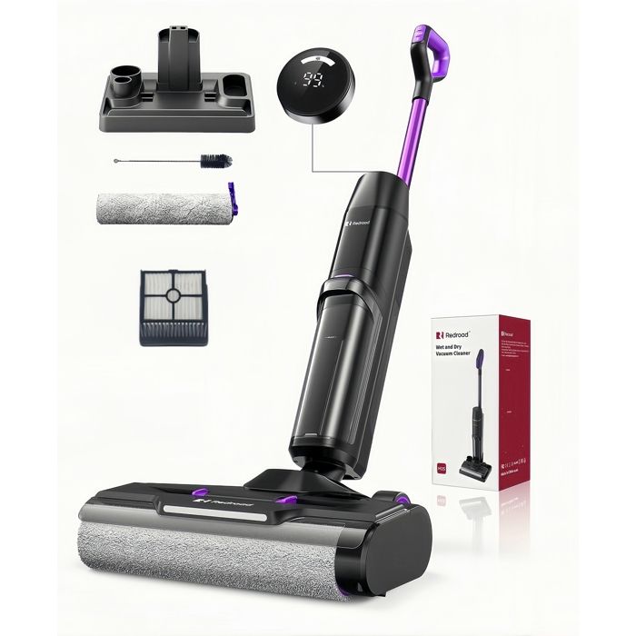 Aspirateur Laveur 3-en-1 20000Pa-2026 Redroad H15-Autonomie 50 Mins,Autonettoyage  Auto-Propulsé,Grand réservoir 910ML,Écran LED(W15)