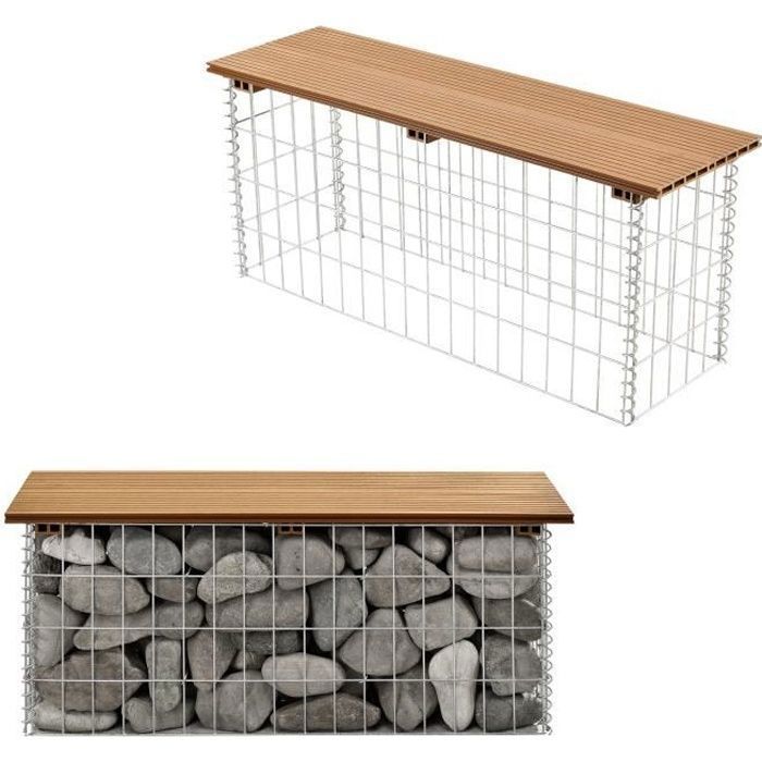 WPC banc du jardin gabion marron clair (teck)(Marron)