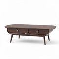 Table basse en bois foncé avec deux tiroirs dimensions 120 x 60 x 40cm