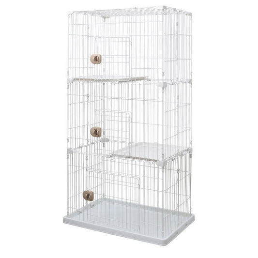 Iris Ohyama, Pet Cage / Cage de jeu , 3 entrées, , 2 Plateaux, pour chats, PEC-903, Blanc(3 étages - H173 cm)