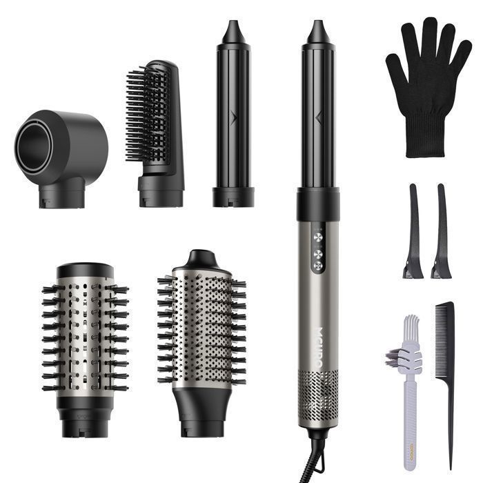 Brosse soufflante haute vitesse - MCURO - 6 en 1 1500W - 3 Vitesses  3 Températures - Thermostat intelligent - Soin Cheveux - Gris(Gris)