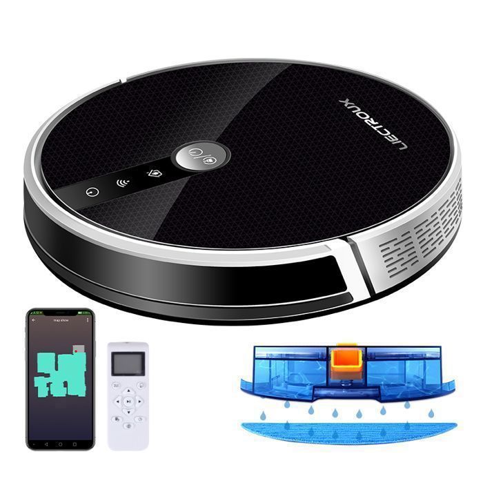 LIECTROUX C30B - Aspirateur Robot Gyro 4000Pa - 120min - APP - Brosse Centrale - Bac séparé poussière  eau - Silencieux - Animaux(Aspirateur laveur/C30B)