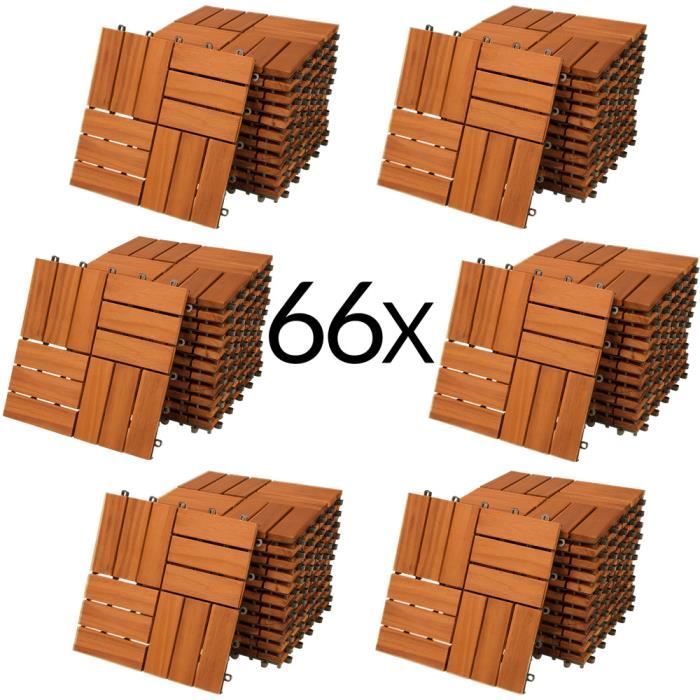 Dalles de terrasse bois d’acacia certifié FSC® 6m² dalle acacia mosaïque 30x30cm système de clips dalle découpe possible(Surface : 1 m²)