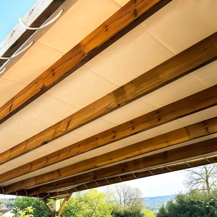 TECPLAST Toile Pergola Blanc Crème 3x3 m LP506PR - Garantie 5 ans - Bâche Pergola ou Tonnelle étanche en PVC pour terrasse(Beige foncé/2 x 3 m)