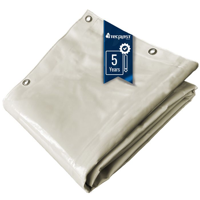 TECPLAST Bâche pour Carport 3x4 m LP506CP Blanc Crème - Garantie 5 ans - Toile PVC étanche pour abri de voiture(Blanc crème/2 x 3 m)