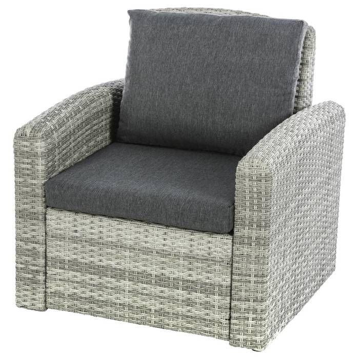 Fauteuil de salon de jardin Polynésia havane aluminium traité époxy en résine tressée - Hespéride(Havane)