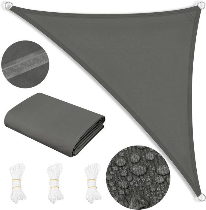WOLTU Voile d'Ombrage Imperméable,Toile Parasol Protection Solaire et Rayons UV,pour Balcon, Terrasse,Camping,5x7x7m,Gris foncé(2 x 2 m)