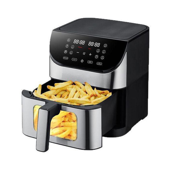 10 en 1 Friteuse sans huile 8L Professionnel - 10 Programmes - Avec Fenêtre visible et Ecran tactile - Noir(Capacité : 8 L)