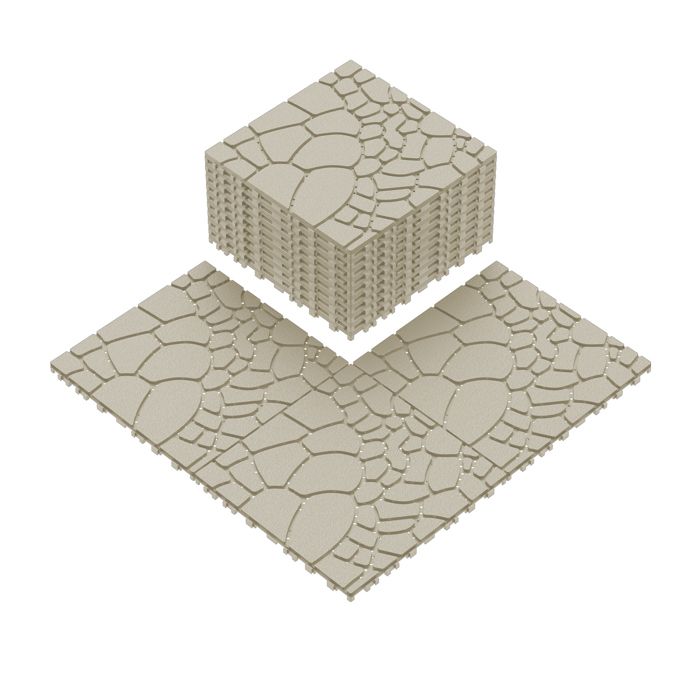 Lot de 44 Dalles de Terrasse Clipsables en Plastique Beige 30,5x30,5 cm - Revêtement de Sol Extérieur Imperméable pour Jardin(Beige/36 pcs/Motif en diagonale)