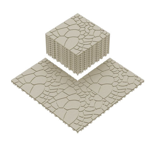 Lot de 44 Dalles de Terrasse Clipsables en Plastique Beige 30,5x30,5 cm - Revêtement de Sol Extérieur Imperméable pour Jardin(Beige/36 pcs/Motif en diagonale)