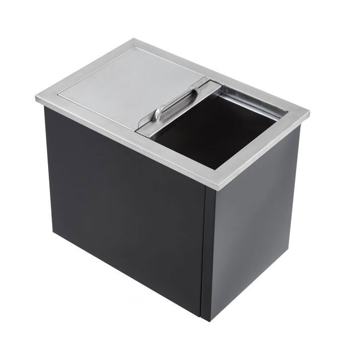 Congélateur coffre 162 L, glacière encastrable, Bac à glace encastrable inox 304 avec évacuation et bouchon 68 x 45 x 53 cm(Noir/Couvercle à charnière/18 x 12 x 14 inch)