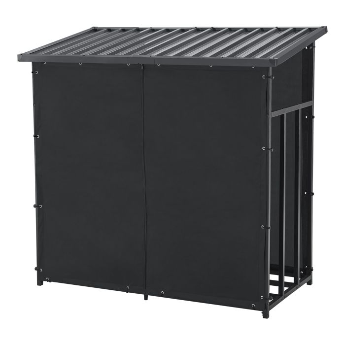 Abri-bûches couvert acier 145 x 143 x 70 cm noir(145 x 143 x 70 cm)